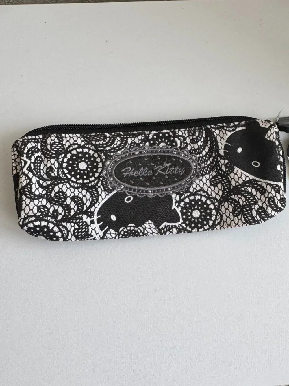 Hello Kitty Lace Print Pencil Case Makeup Pouch NWT